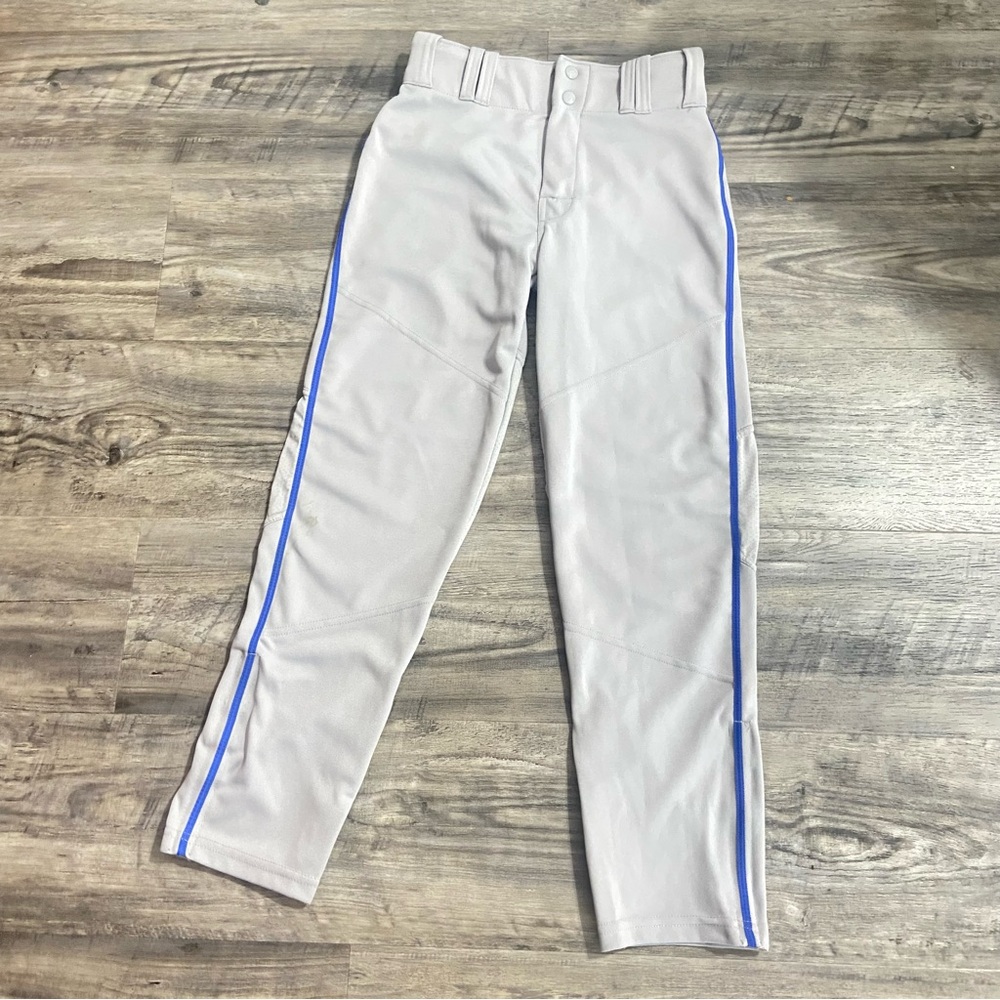 Baseball Gray and Blue Pants with Sporty Stripes